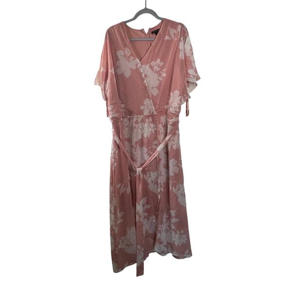 Lane Bryant Pink Floral Below the Knee Dress Size 26 - Picture 1 of 5